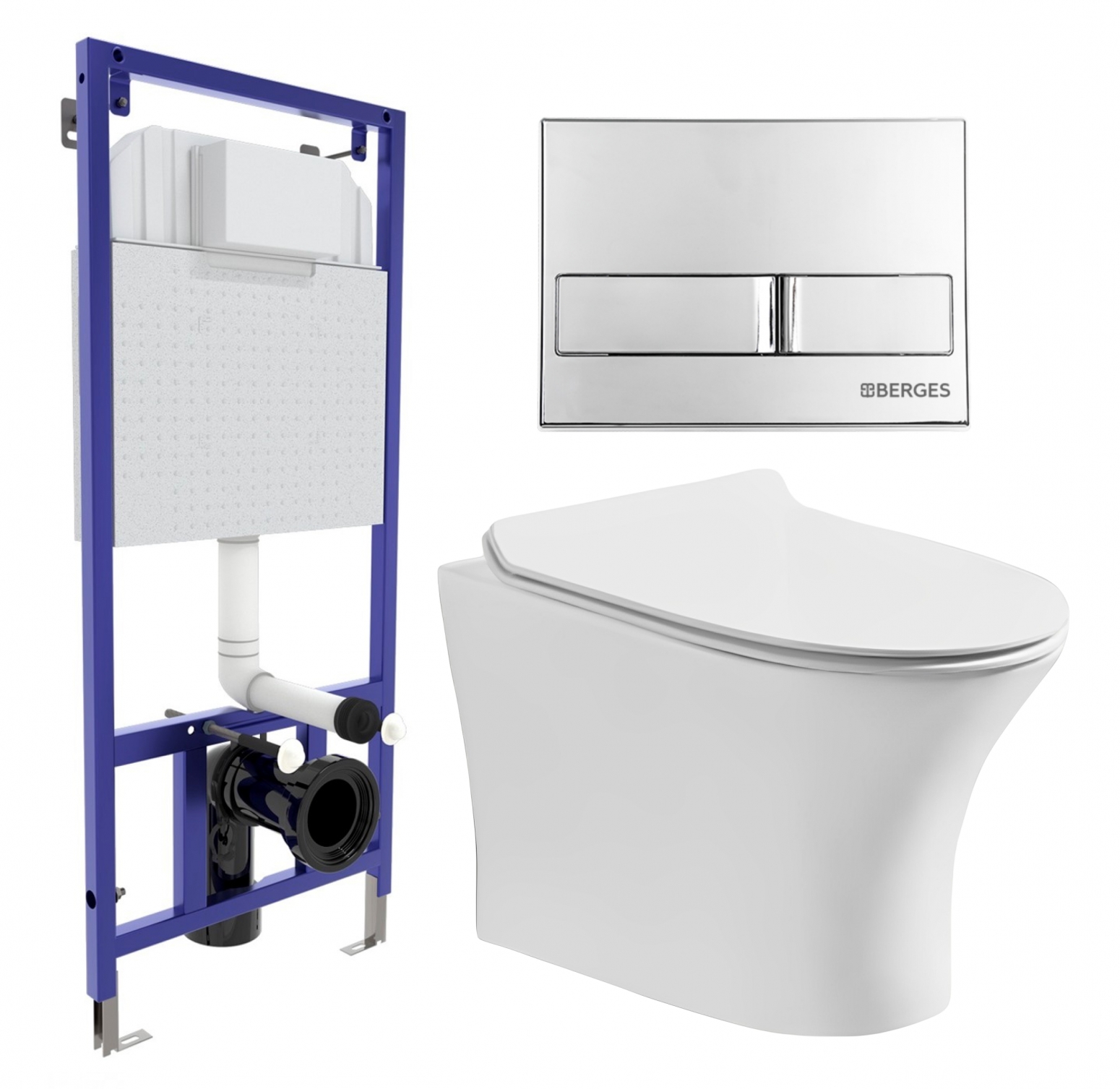 

Комплект инсталляция Berges Wasserhaus + Унитаз Bernina aria + кнопка хром