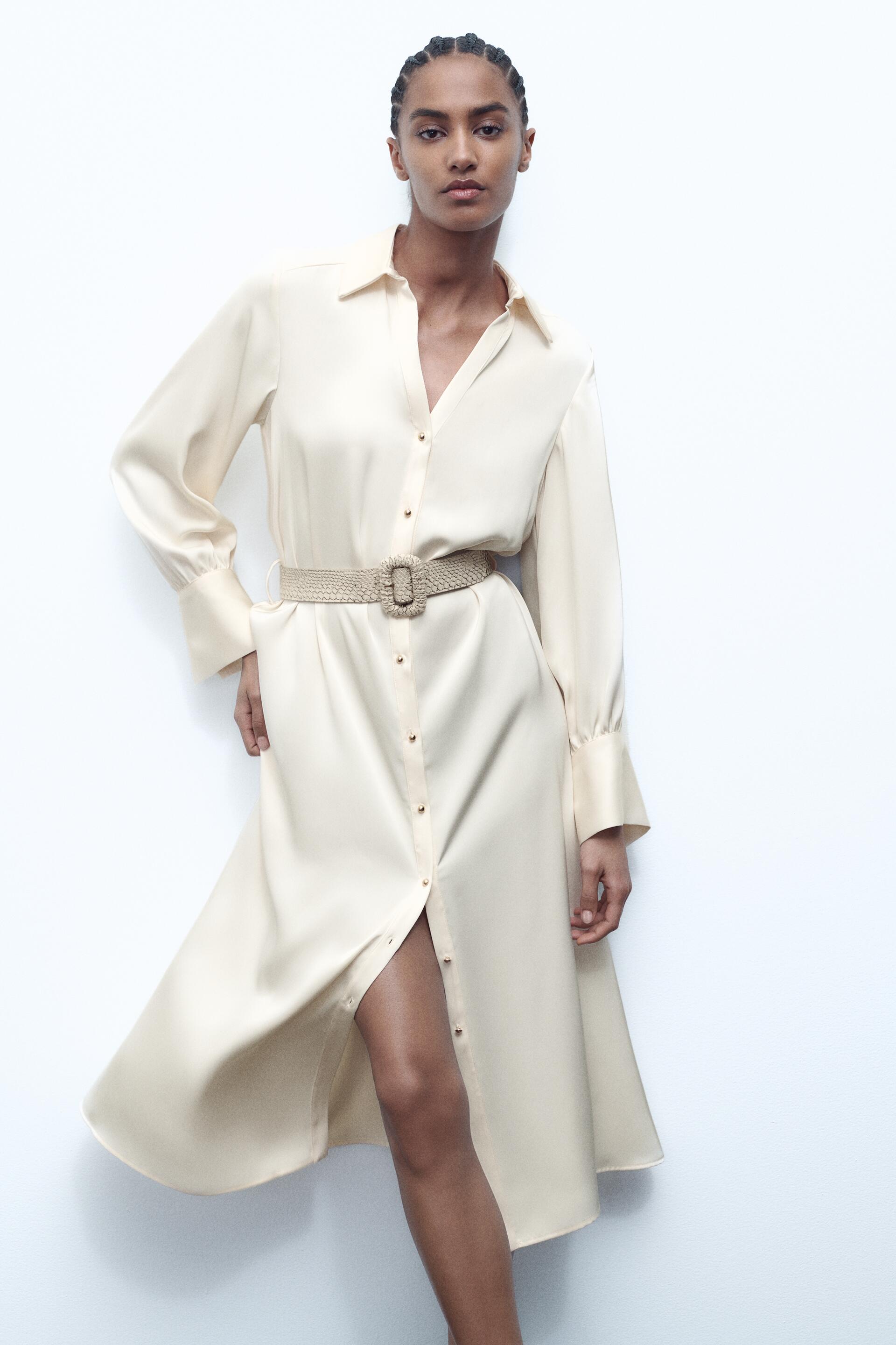 

Платье женское ZARA 00387188 белое M (доставка из-за рубежа), 00387188