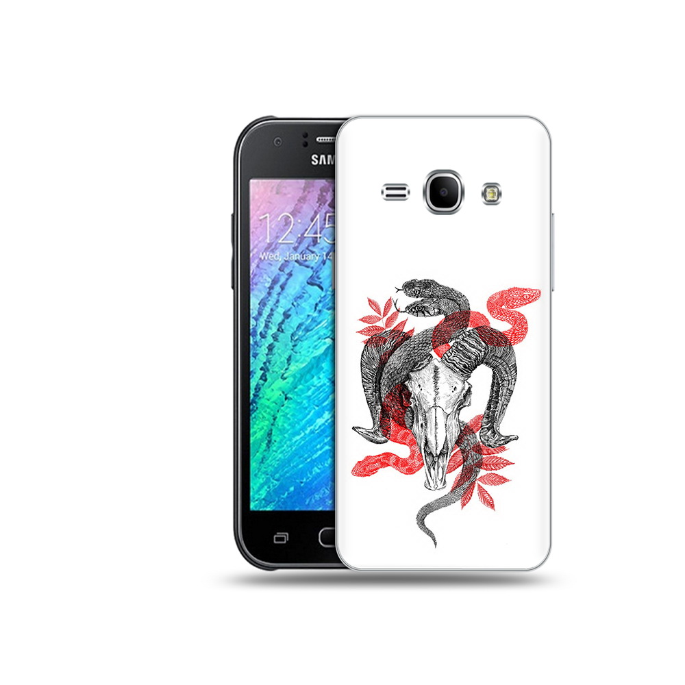 

Чехол MyPads Tocco для Samsung Galaxy J1 змея в черепе рисунок (PT12095.602.365), Прозрачный, Tocco