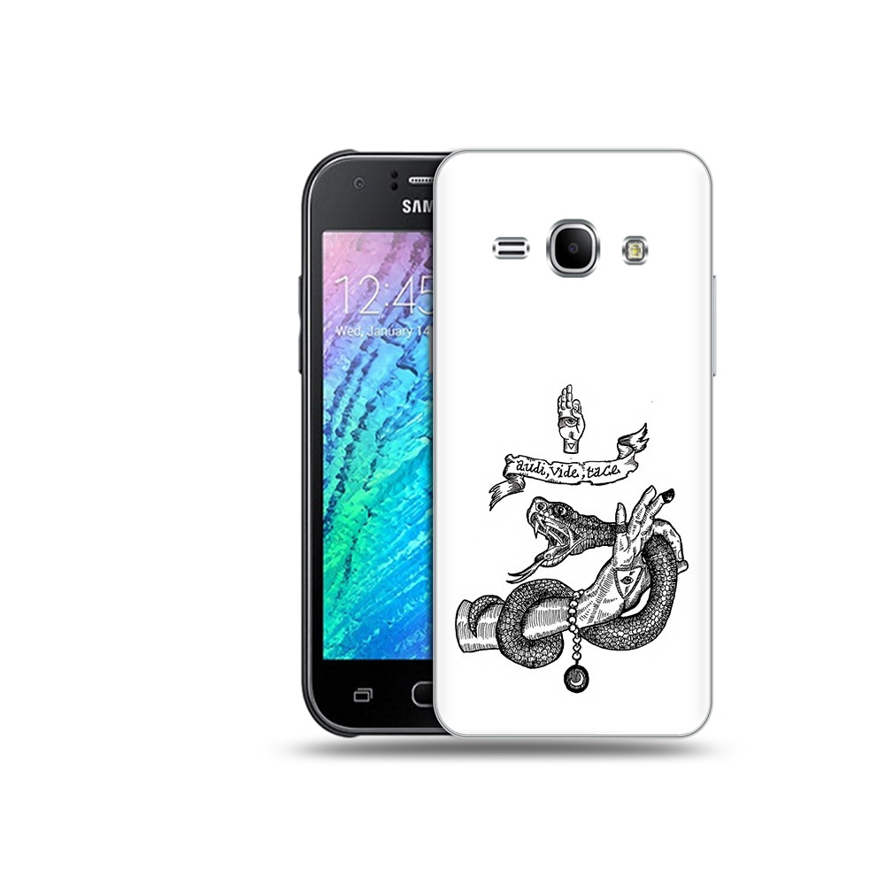 

Чехол MyPads Tocco для Samsung Galaxy J1 змея на руке рисунок (PT12095.602.366), Прозрачный, Tocco