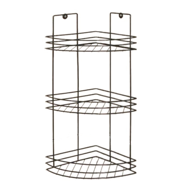 Полка для ванной комнаты угловая Лесниково 3-х ярусная 20x20x49 см цвет черный