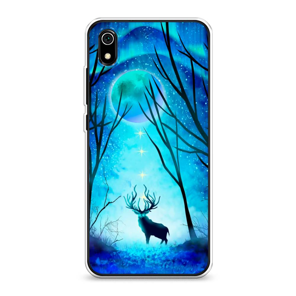 

Чехол на Xiaomi Redmi 7A "Олень северное сияние", Синий;черный;голубой, 35450-1