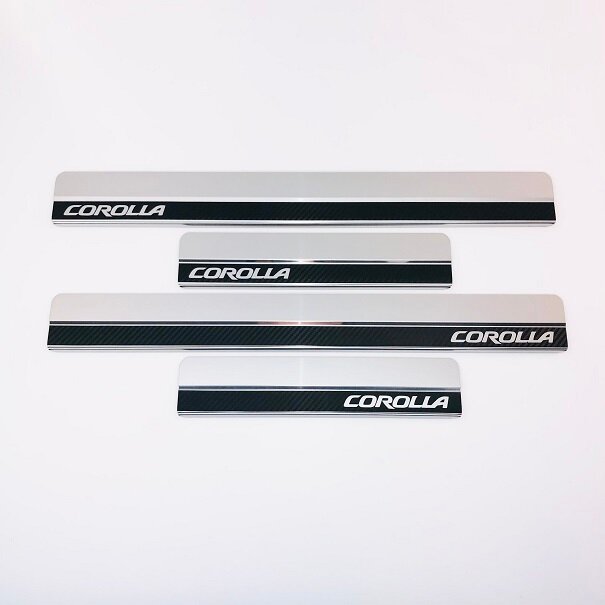 Накладки INOX на пороги из нерж. стали + КАРБОН для TOYOTA Corolla E210 2019-н.в.