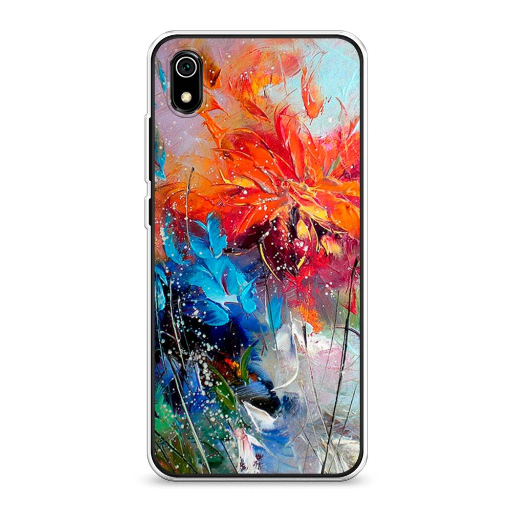 

Чехол на Xiaomi Redmi 7A "Абстрактные цветы", Оранжевый;синий, 35450-4
