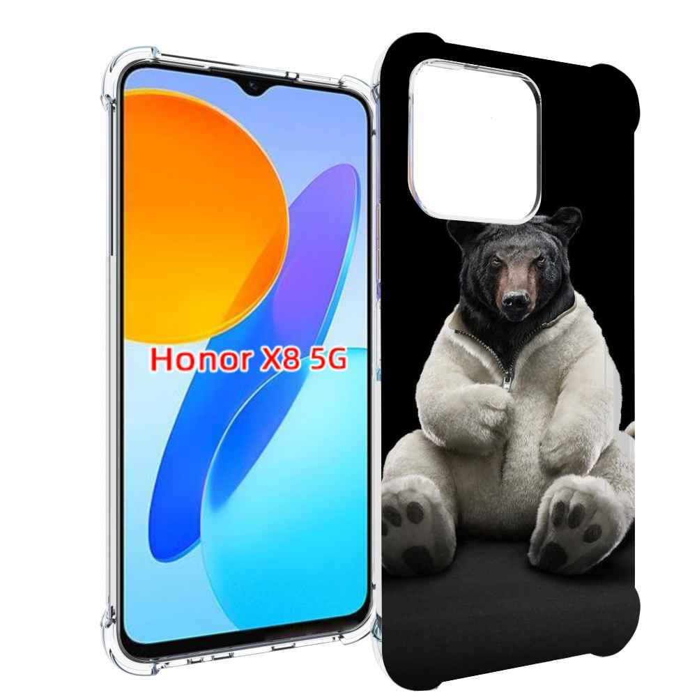 Чехол MyPads Медведь-бурый-белый для Honor X8 5G