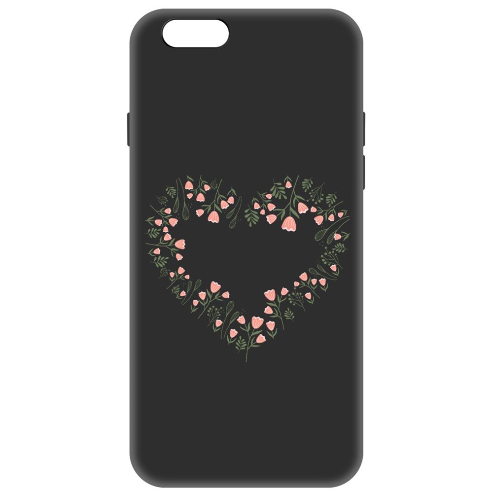 

Чехол-накладка Софт Цветочное сердце для iPhone 6/6s, Черный