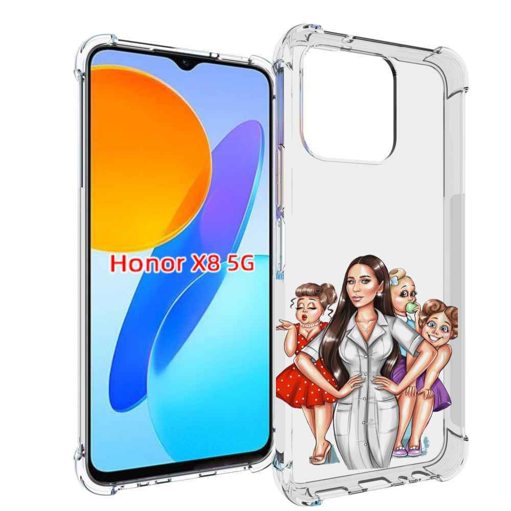 

Чехол MyPads Милые-дамы женский для Honor X8 5G, Прозрачный, Tocco