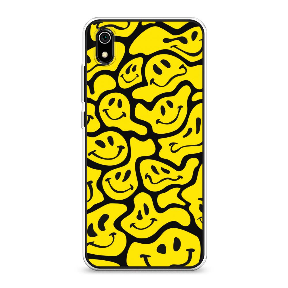 

Чехол на Xiaomi Redmi 7A "Расплывчатые смайлики желтые", Черный;желтый, 35450-6