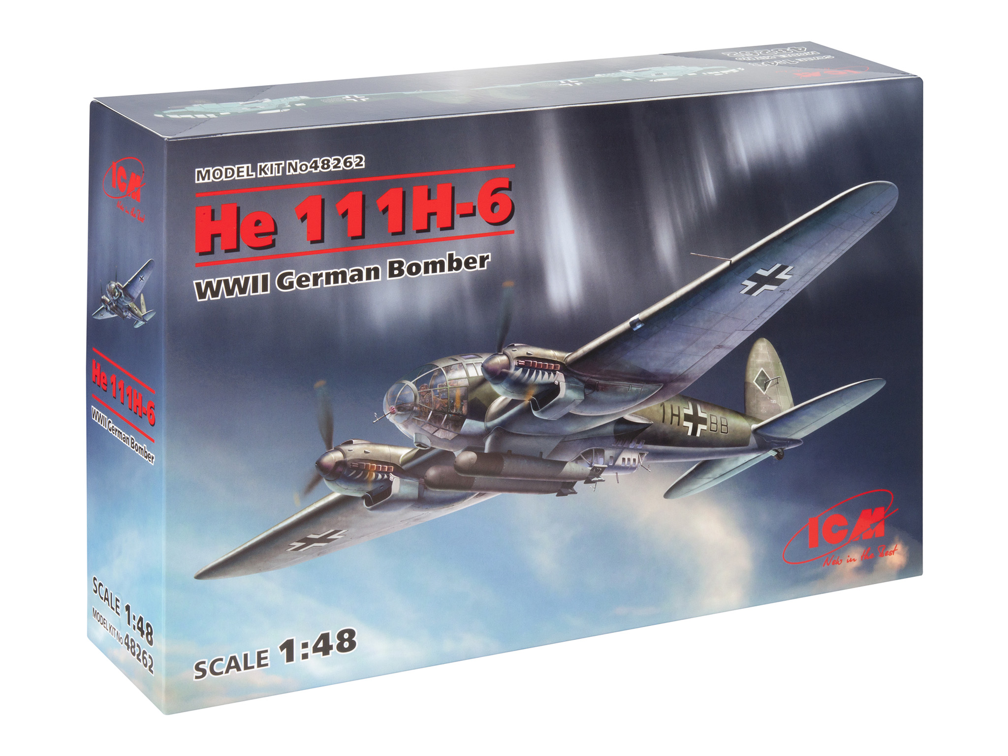 фото Сборная модель icm 1/48 германский бомбардировщик he 111h-6 48262