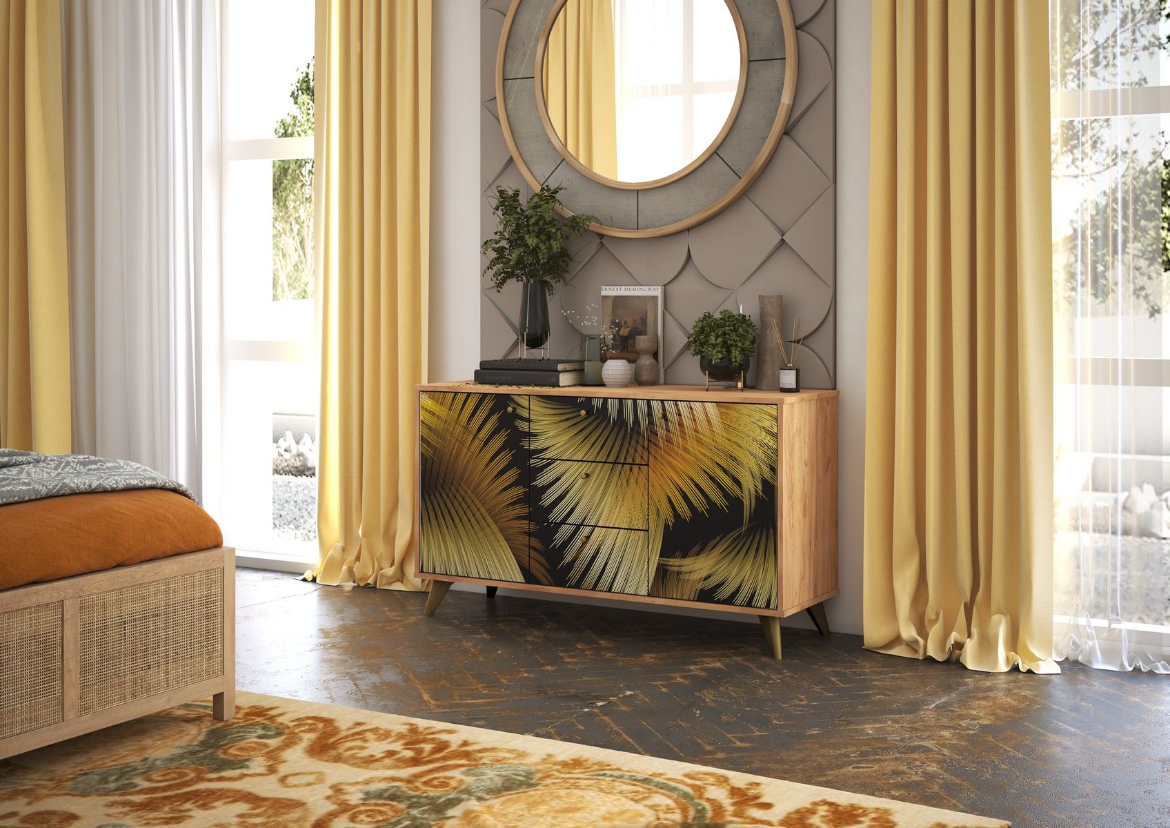 

Комод Эталон мебель ФЬЮЖН КМ-003 крафт золотой/GOLDEN FOREST., ФЬЮЖЕН КМ-003