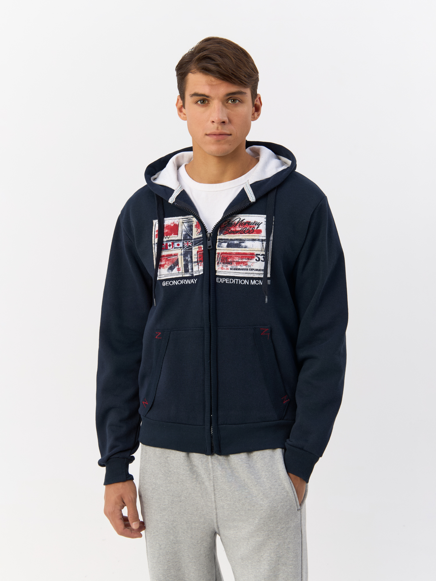 

Толстовка мужская Geographical Norway WU4459H/GNO синяя L, Синий, WU4459H/GNO