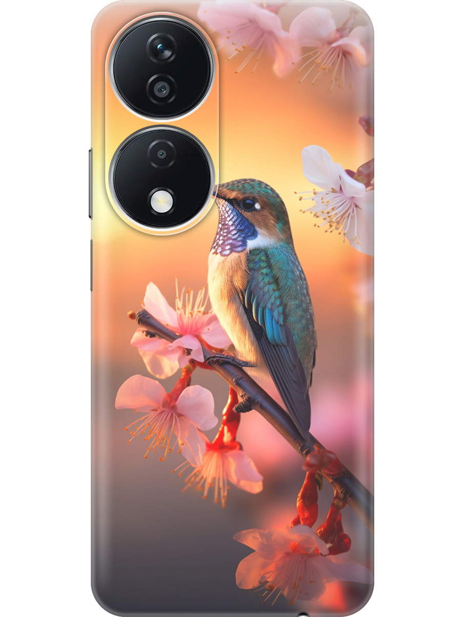 

Силиконовый чехол на Honor X7b с принтом "Птичка и закат", Прозрачный;желтый;красный, 781972121