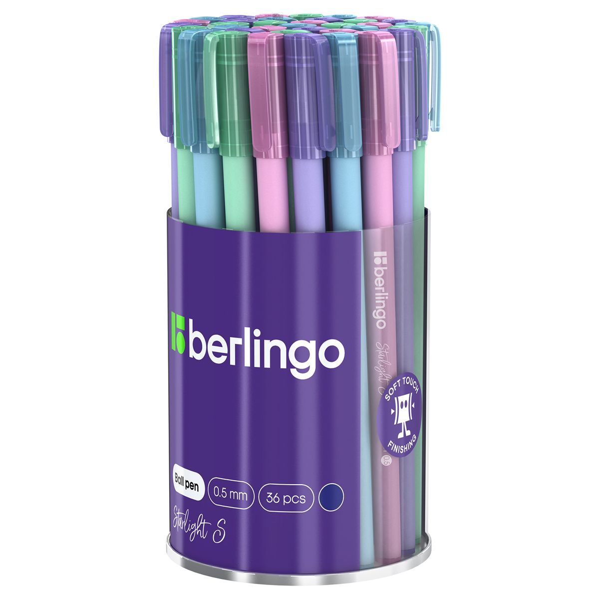 

36 шт Ручка шариковая Berlingo Starlight S синяя, 0,5 мм, корпус ассорти пастель