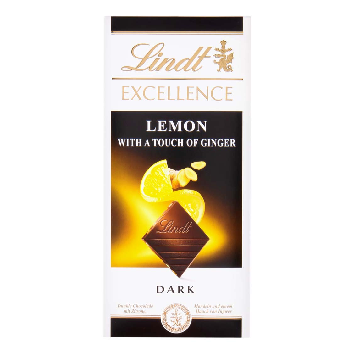 Плитка Lindt Excellence темный шоколад лимон и имбирь 100 г