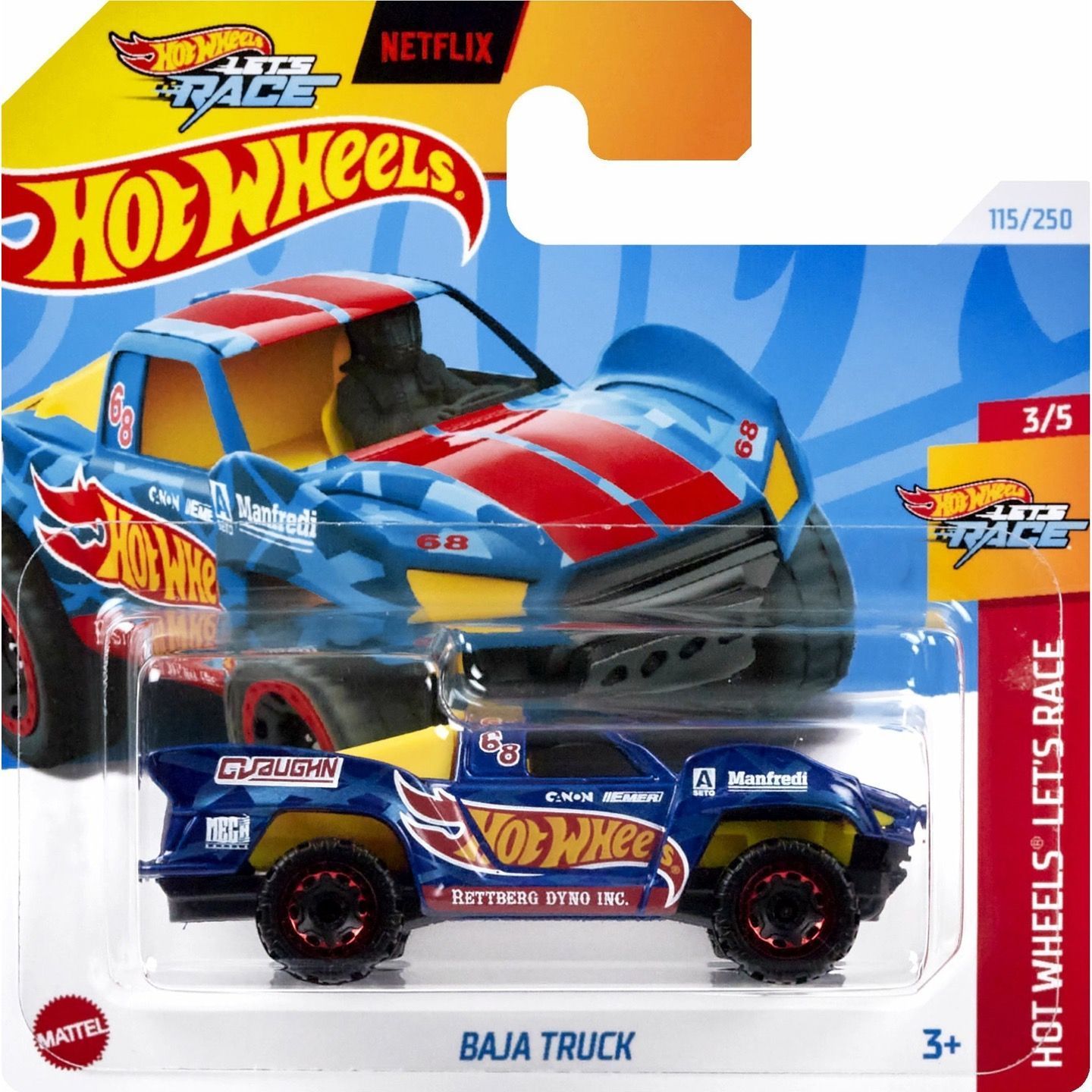 

Машинка металлическая Hot Wheels HTC09 коллекционная модель Baja Truck, Синий;желтый, HW-metall-all