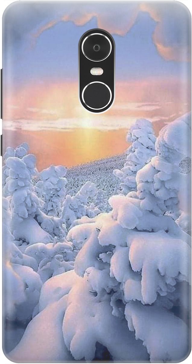 

Чехол на Xiaomi Redmi Note 4 "Заснеженный лес", Белый;голубой, 1364
