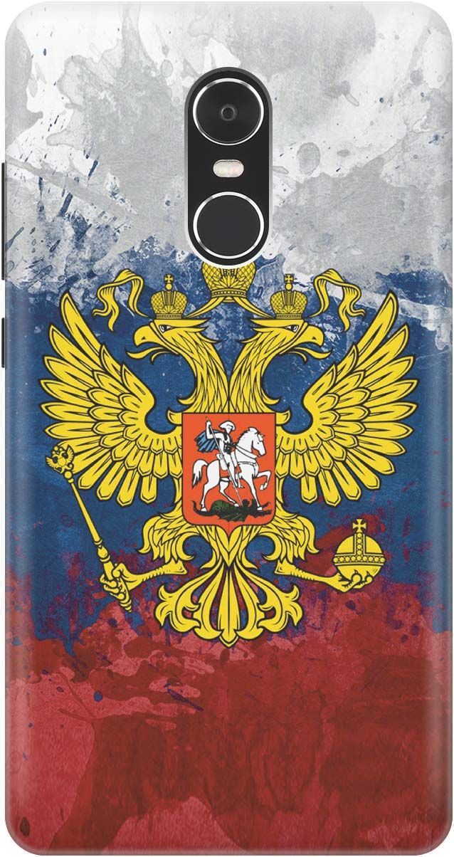 

Чехол на Xiaomi Redmi Note 4 "Герб и Флаг РФ", Голубой;желтый, 1364