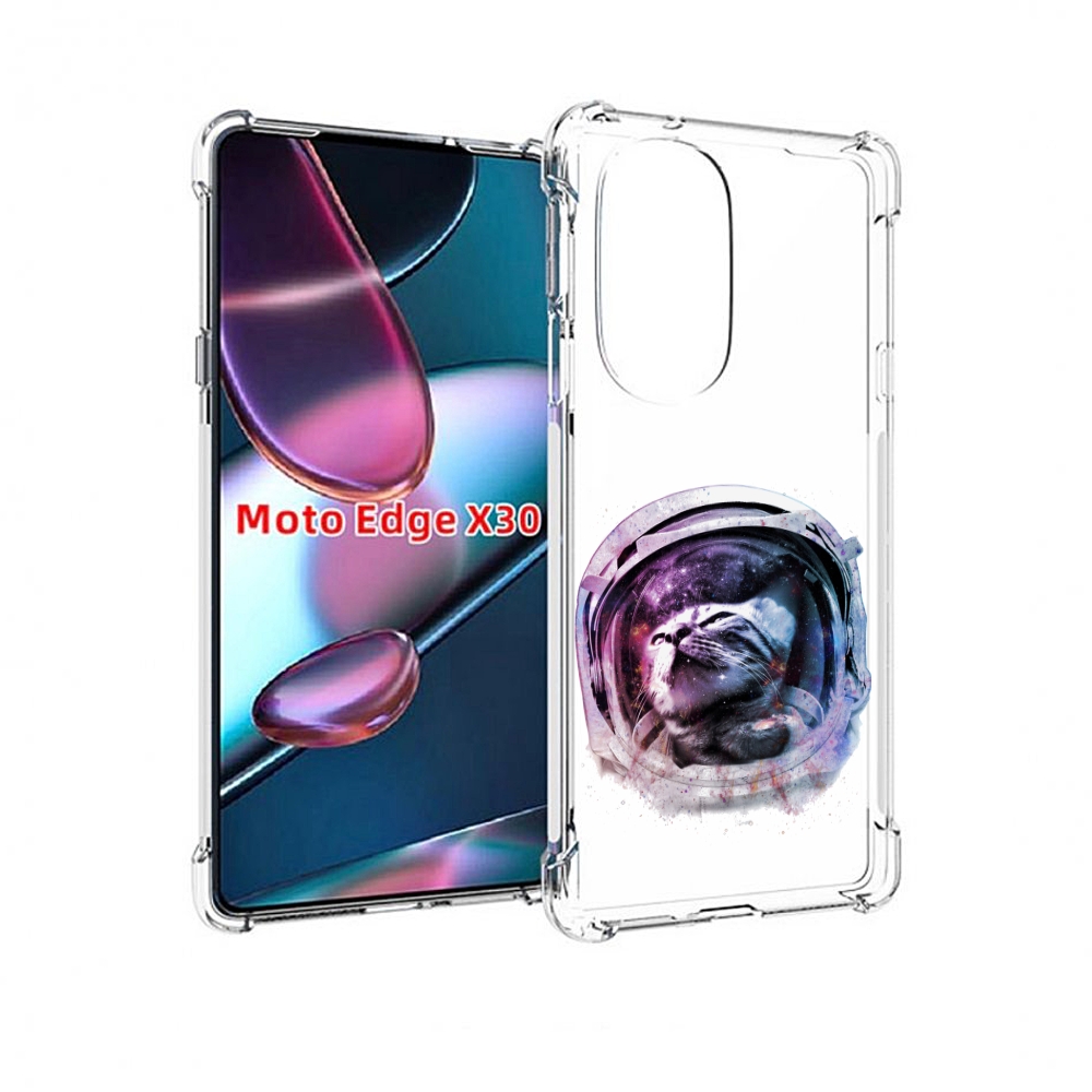 

Чехол MyPads кот в шлеме для Motorola Moto Edge X30, Прозрачный, Tocco