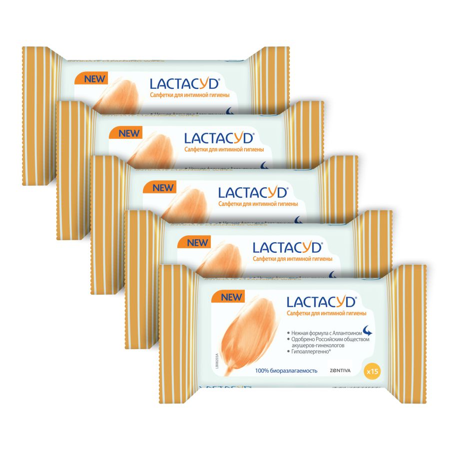 Комплект Салфетки LACTACYD для интимной гигиены 15 шт. х 5 уп.