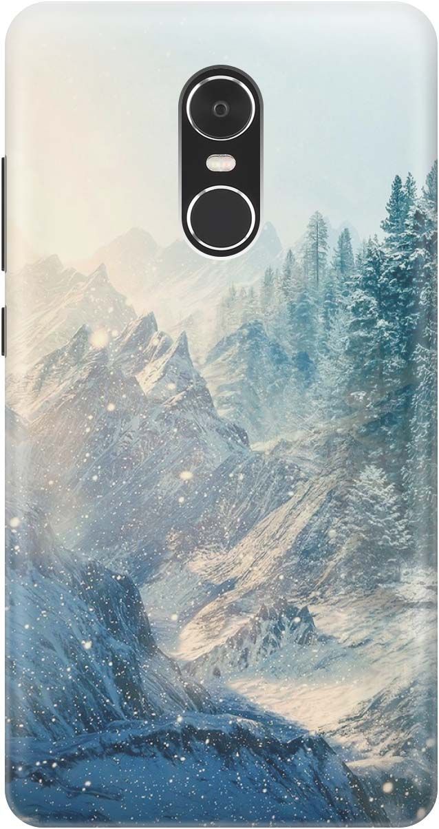 

Чехол на Xiaomi Redmi Note 4 "Снежные горы и лес", Белый;голубой, 1365