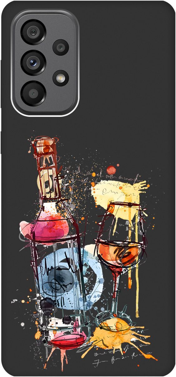 

Матовый чехол на Samsung Galaxy A73 5G с принтом "Aquarelle Wine" черный, Черный;голубой, 10572