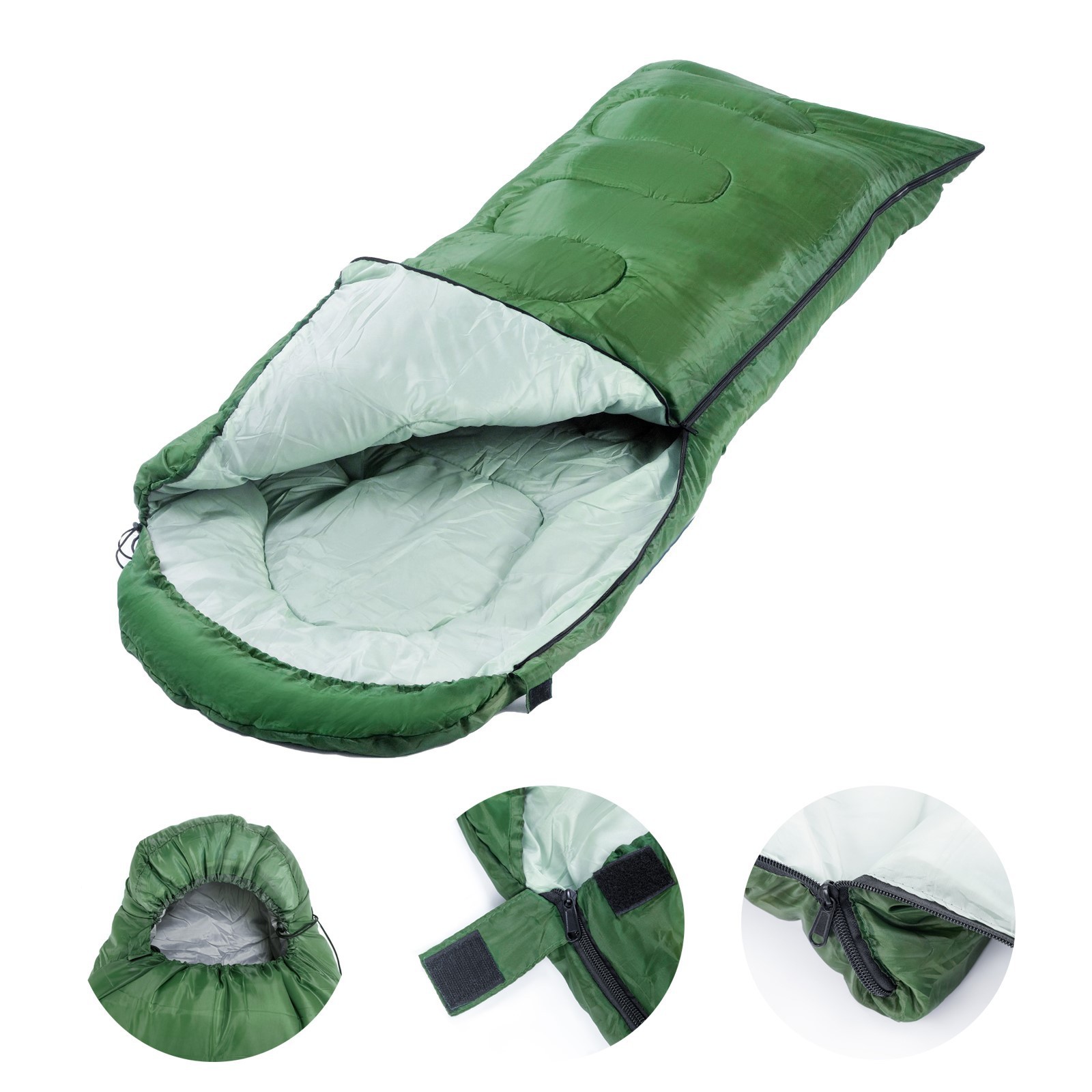 Спальный мешок туристический, 220х75 см, 9338122, зеленый