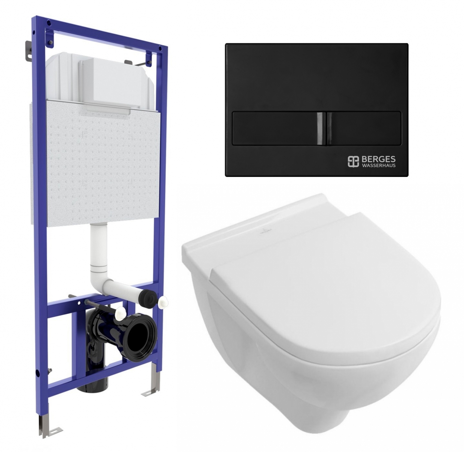 

Комплект инсталляция Berges Wasserhaus + Унитаз O Novo Directflush + кнопка черная