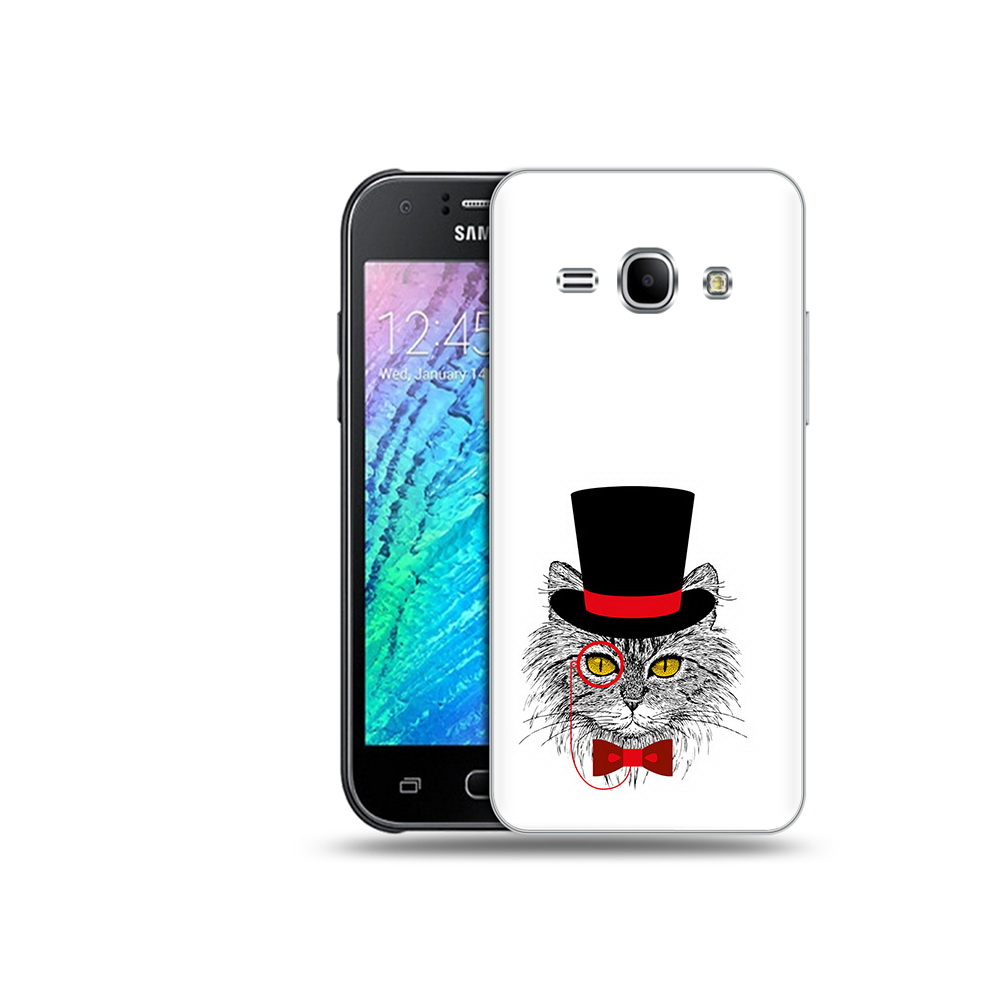 

Чехол MyPads Tocco для Samsung Galaxy J1 кот в шляпе (PT12095.602.397), Прозрачный, Tocco