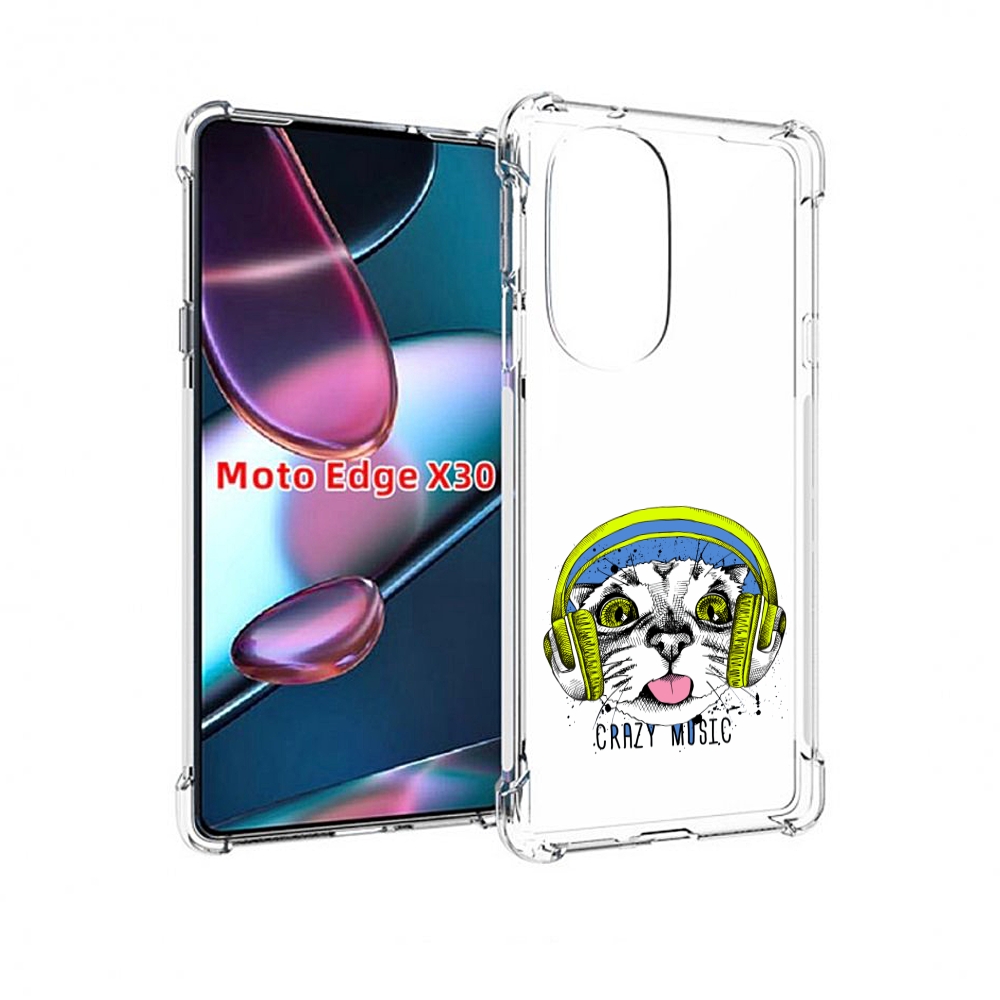

Чехол MyPads кошка в наушниках рисунок для Motorola Moto Edge X30, Прозрачный, Tocco