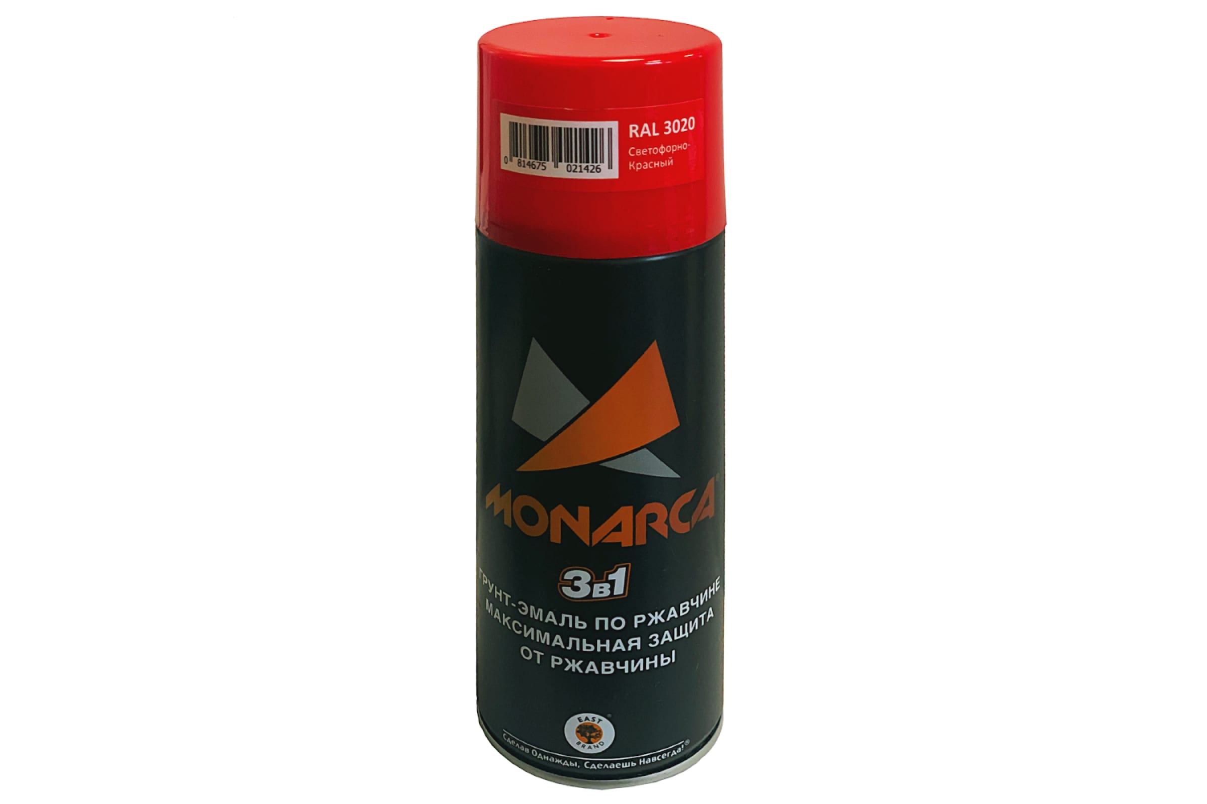 фото Monarca грунт-эмаль по ржавчине аэрозольная ral3020 светофорно-красный 83020