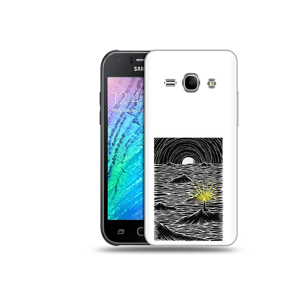 

Чехол MyPads Tocco для Samsung Galaxy J1 маяк в черно белом море (PT12095.602.460), Прозрачный, Tocco