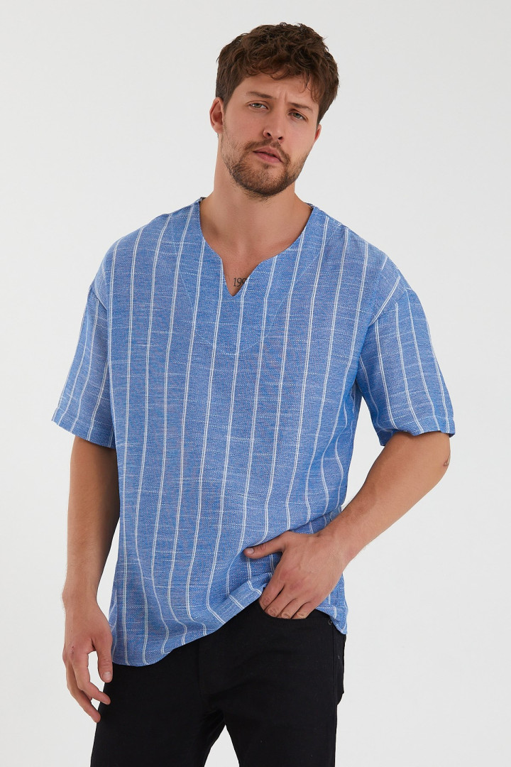 

Рубашка мужская Terapi Men 26276 синяя 2XL (доставка из-за рубежа), Синий, 26276