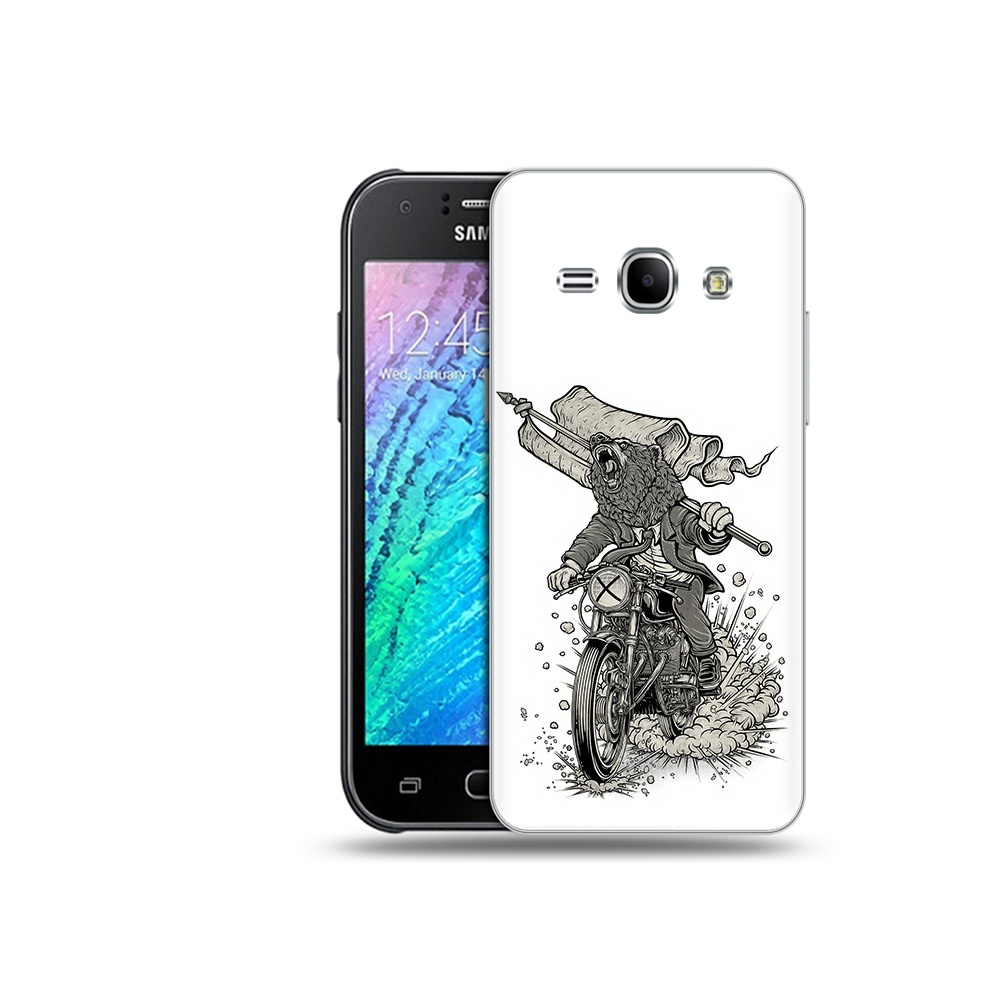 

Чехол MyPads Tocco для Samsung Galaxy J1 медведь на мотоцикле (PT12095.602.467), Прозрачный, Tocco