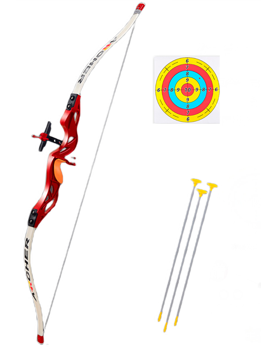 Игрушечный лук для стрельбы StarFriend, красный, 3 стрелы с присосками, мишень игровой набор лук игрушечный со стрелами archery лук игрушечный стрелы с присосками 55см