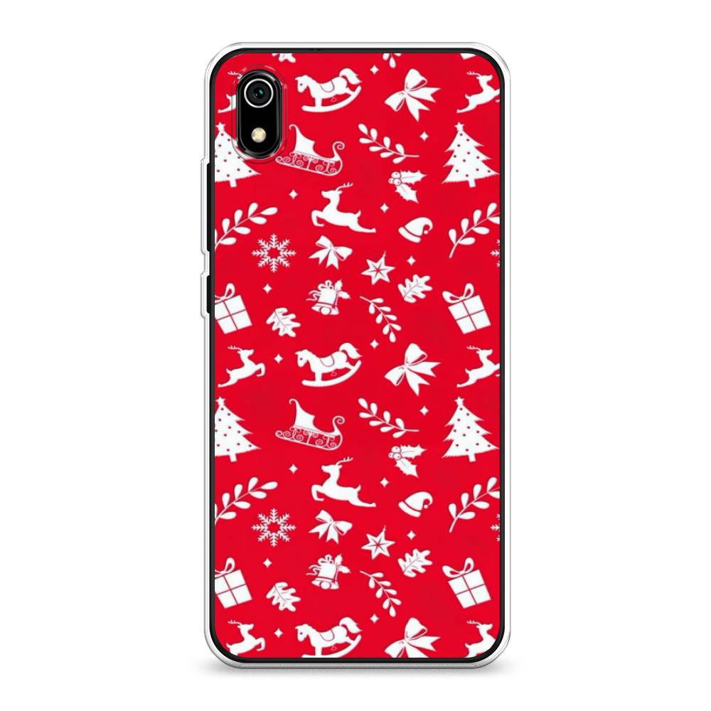 

Чехол на Xiaomi Redmi 7A "Красный новогодний фон", Красный;белый, 35450-5
