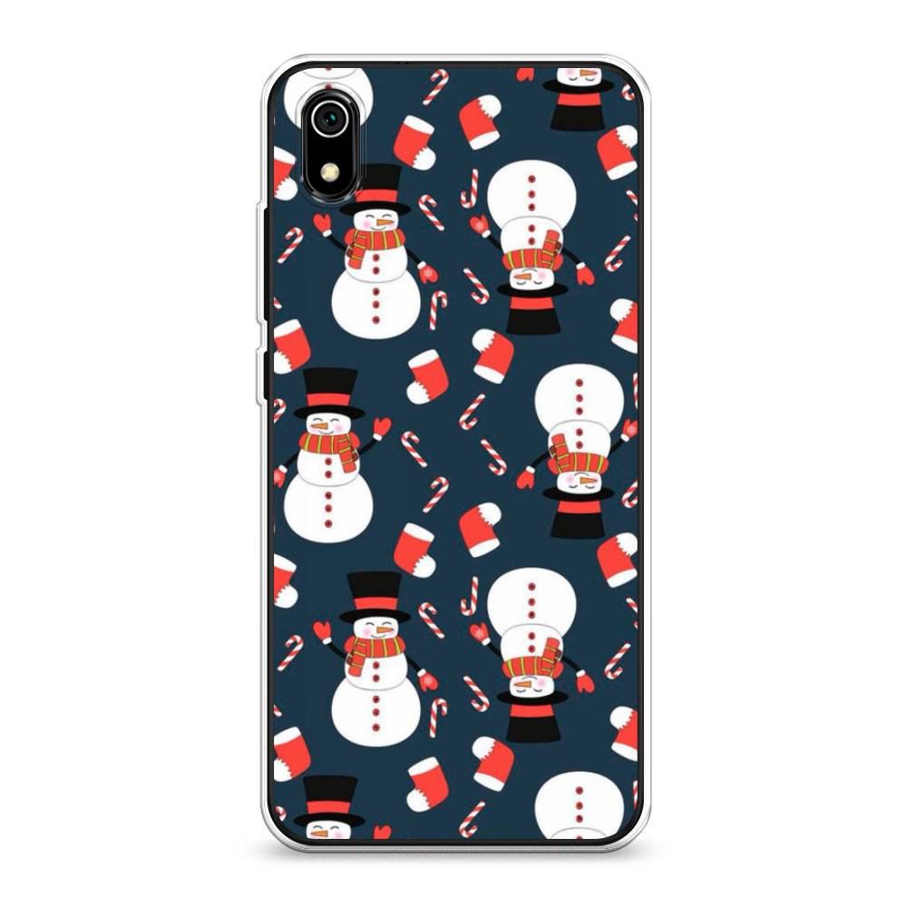 

Чехол на Xiaomi Redmi 7A "Синие снеговики", Синий;белый;красный, 35450-5