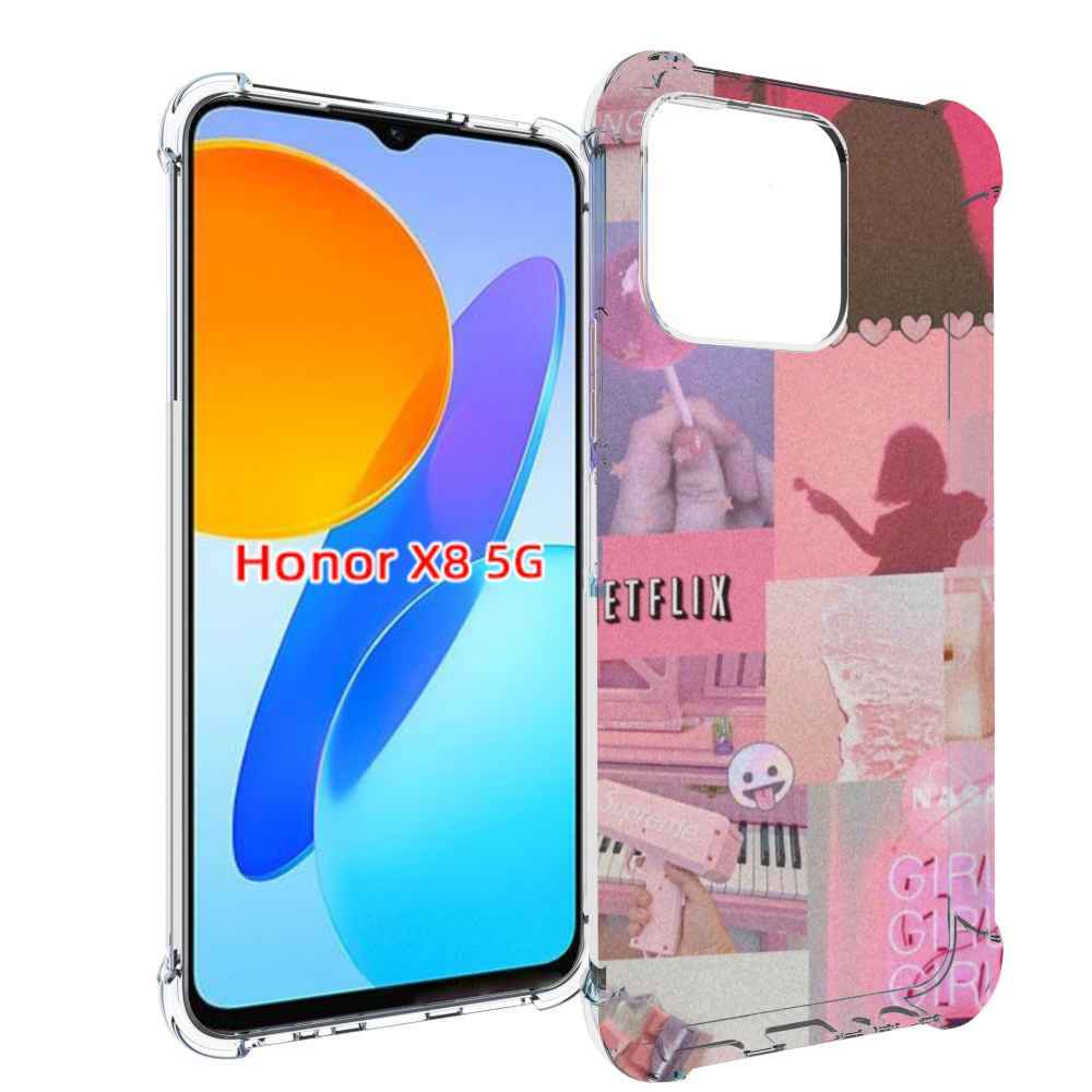 

Чехол MyPads Розовый-вайб для Honor X8 5G, Прозрачный, Tocco