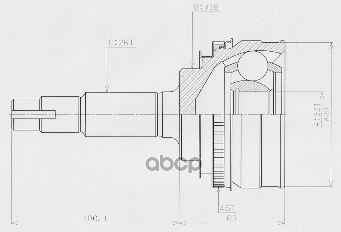 

Шрус Наружный К-Т (32x56x26) Toyota Camry 1992-1996 HDK арт. to-027a48