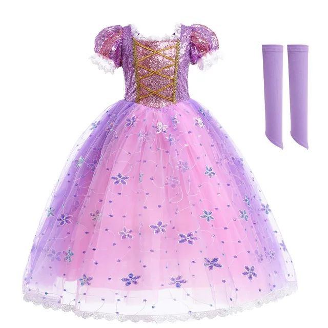 Карнавальный костюм детский ROYAL FELLE Принцесса Рапунцель, фиолетовый, 128
