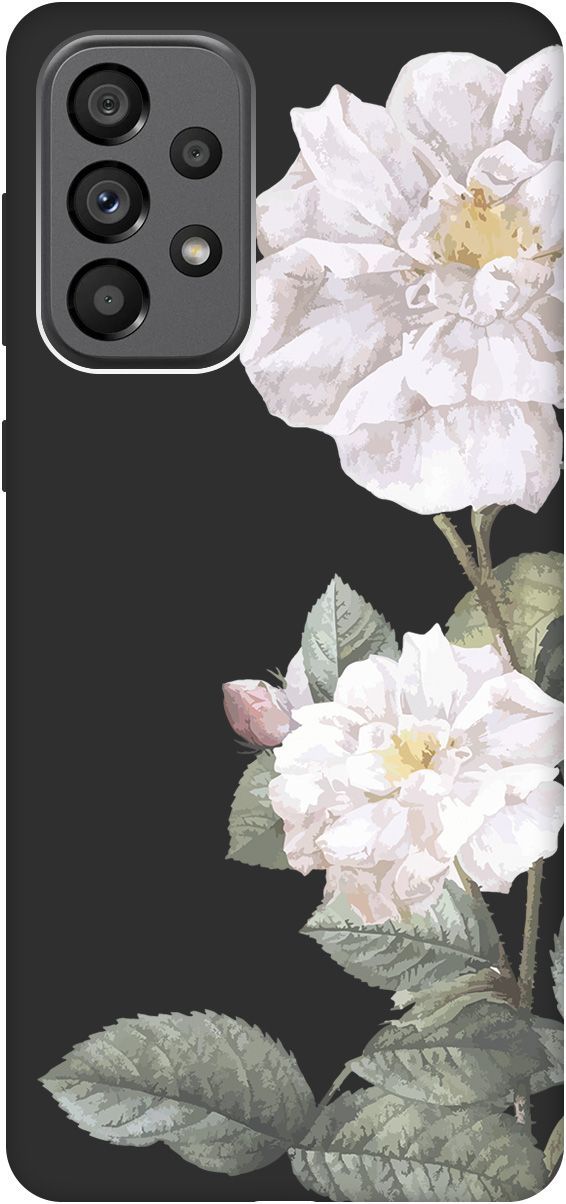 

Матовый чехол на Samsung Galaxy A73 5G с принтом "White Rose" черный, 10572