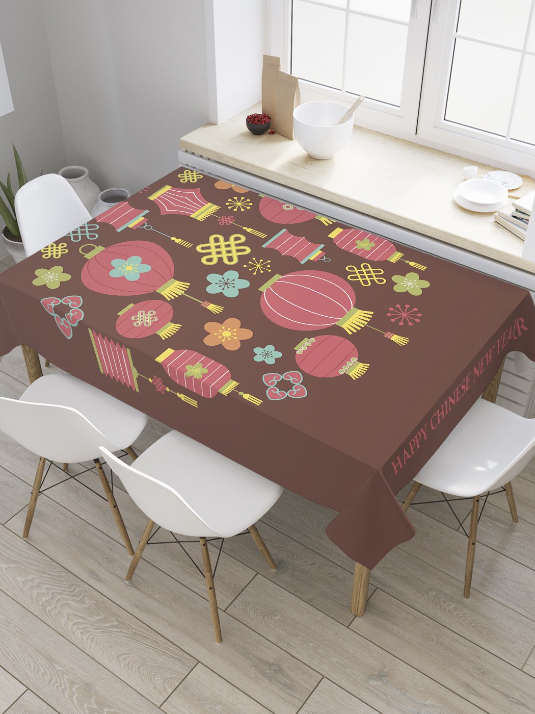 

Скатерть прямоугольная JoyArty "Японские фонарики" из сатена, 180x145 см, Коричневый, Японские фонарики