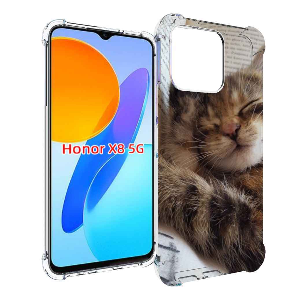 

Чехол MyPads Спящий-котенок для Honor X8 5G, Прозрачный, Tocco