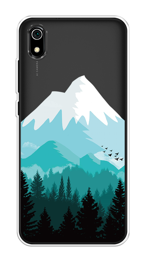 

Чехол на Xiaomi Redmi 7A "Синяя снежная гора", Белый;голубой, 35450-2