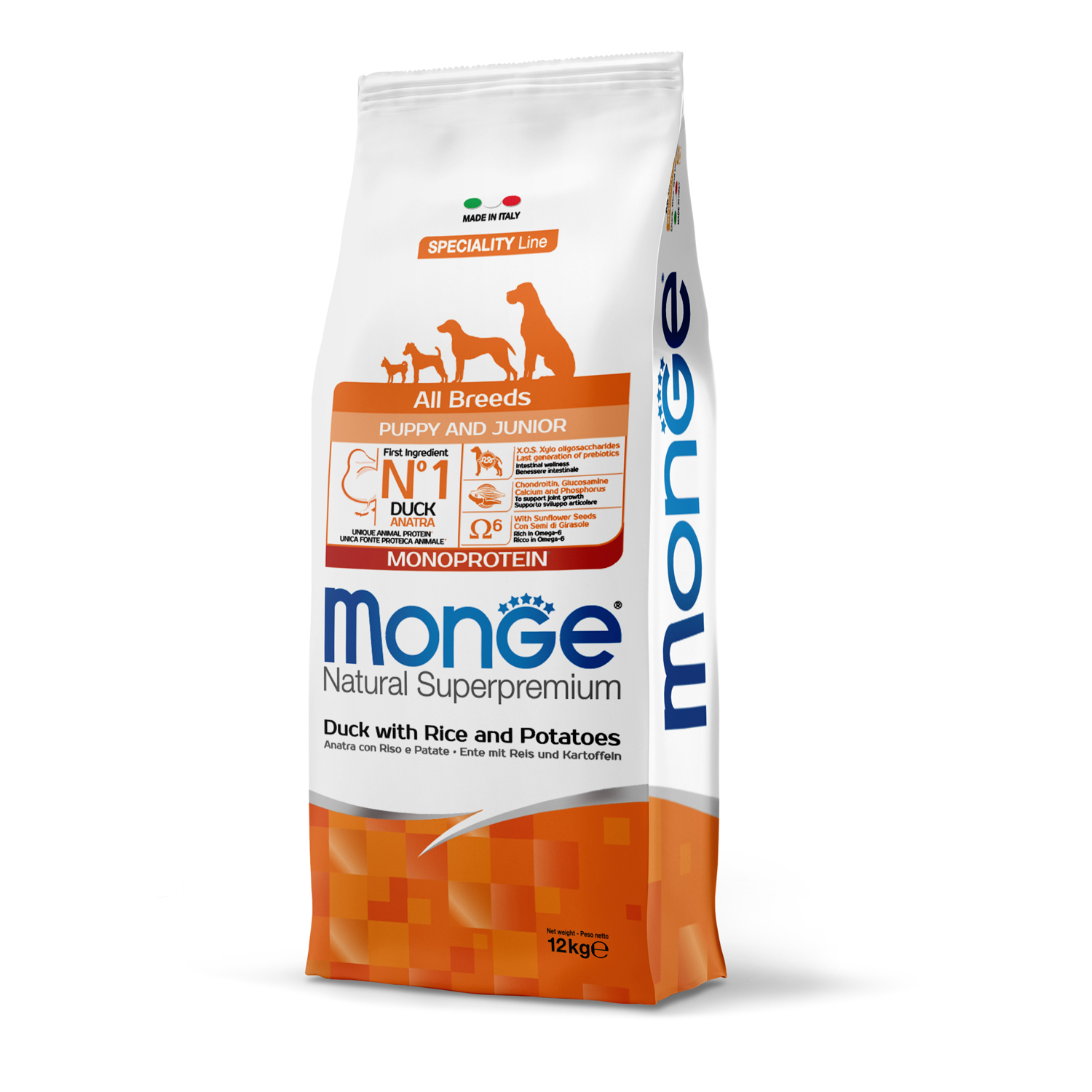 

Сухой корм для щенков Monge Dog Monoprotein утка, рис и картофель, 12 кг