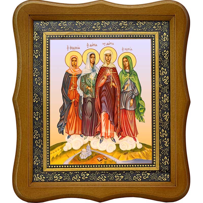 

Евдокия Шейкова, Дария Улыбина, Дария Тимагина, Мария Пузовские мученицы. Икона на холсте.