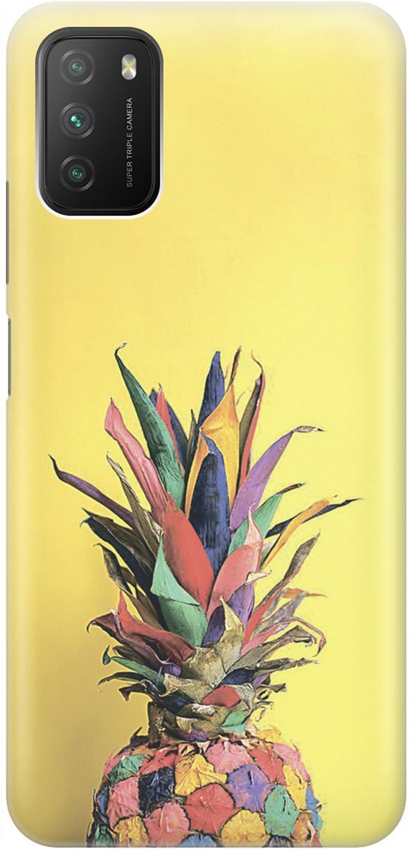 

Чехол на Xiaomi Redmi 9T "Ананас на желтом", Желтый;синий, 1603