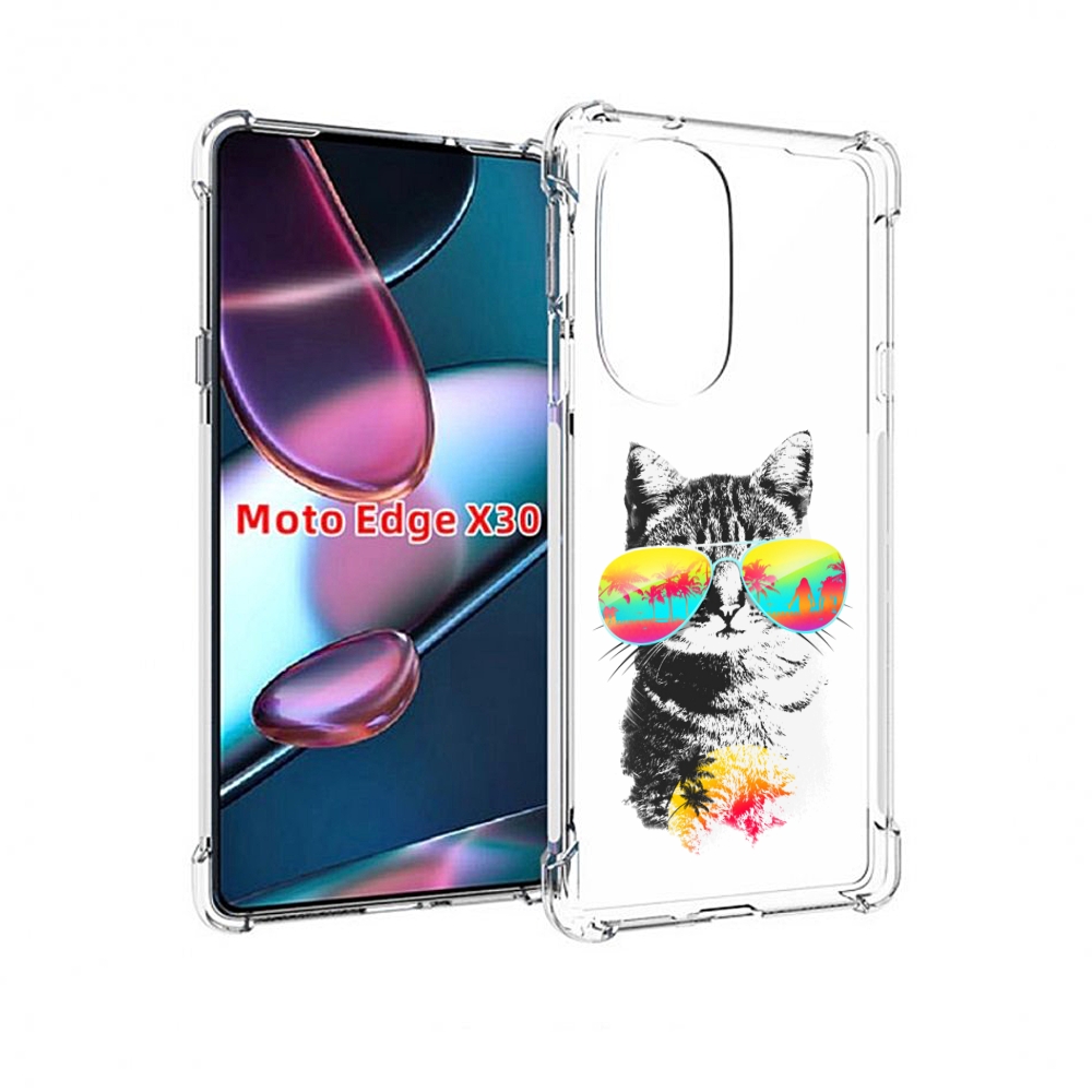 

Чехол MyPads крутой кот для Motorola Moto Edge X30, Прозрачный, Tocco