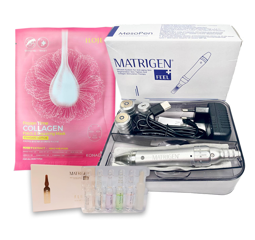Набор для мезотерапии лица Matrigen электро мезороллер MesoPen + сыворотка-флюид маска маска для глубокого очищения пор an pore purifying mask
