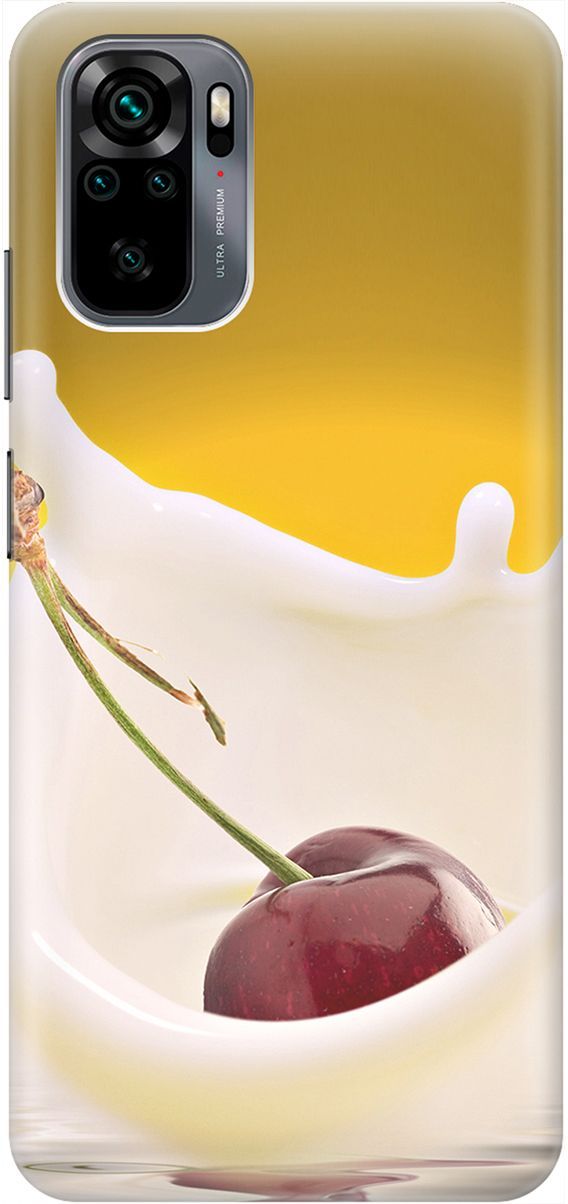 

Чехол на Xiaomi Redmi Note 10 "Ягода в молоке", Белый;желтый, 2053