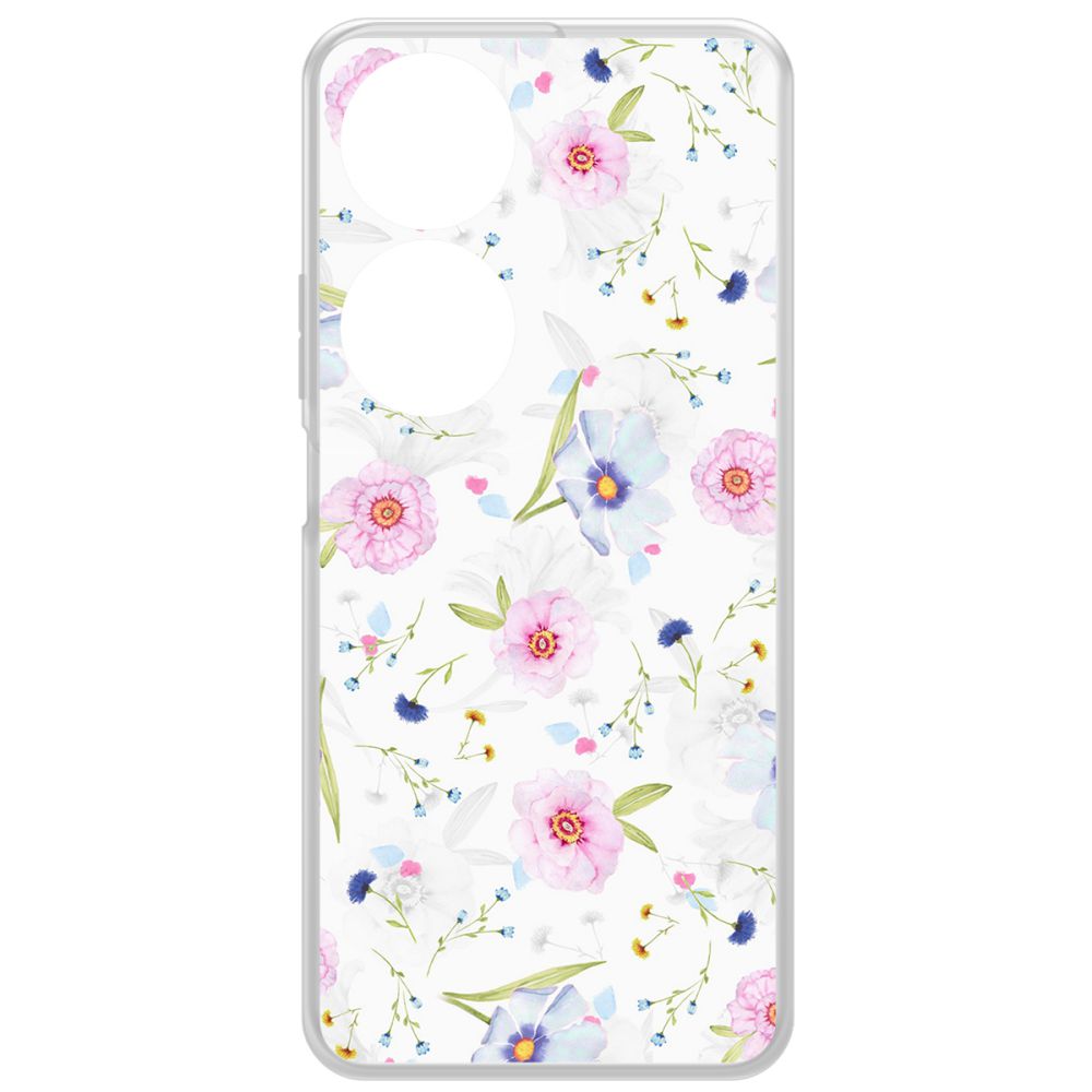 

Чехол-накладка Krutoff Clear Case Цветочный паттерн 3 для Honor X7b, Прозрачный